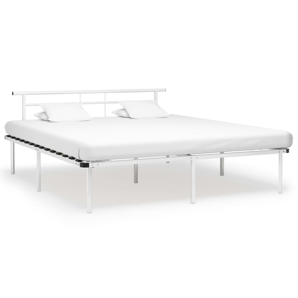 Bed Frame White Metal 180x200 cm- Beds & Bed Frames - HomeShopIreland - Home Shop Ireland - Beds & Bed Frames - Bed Frame White Metal 180x200 cm
