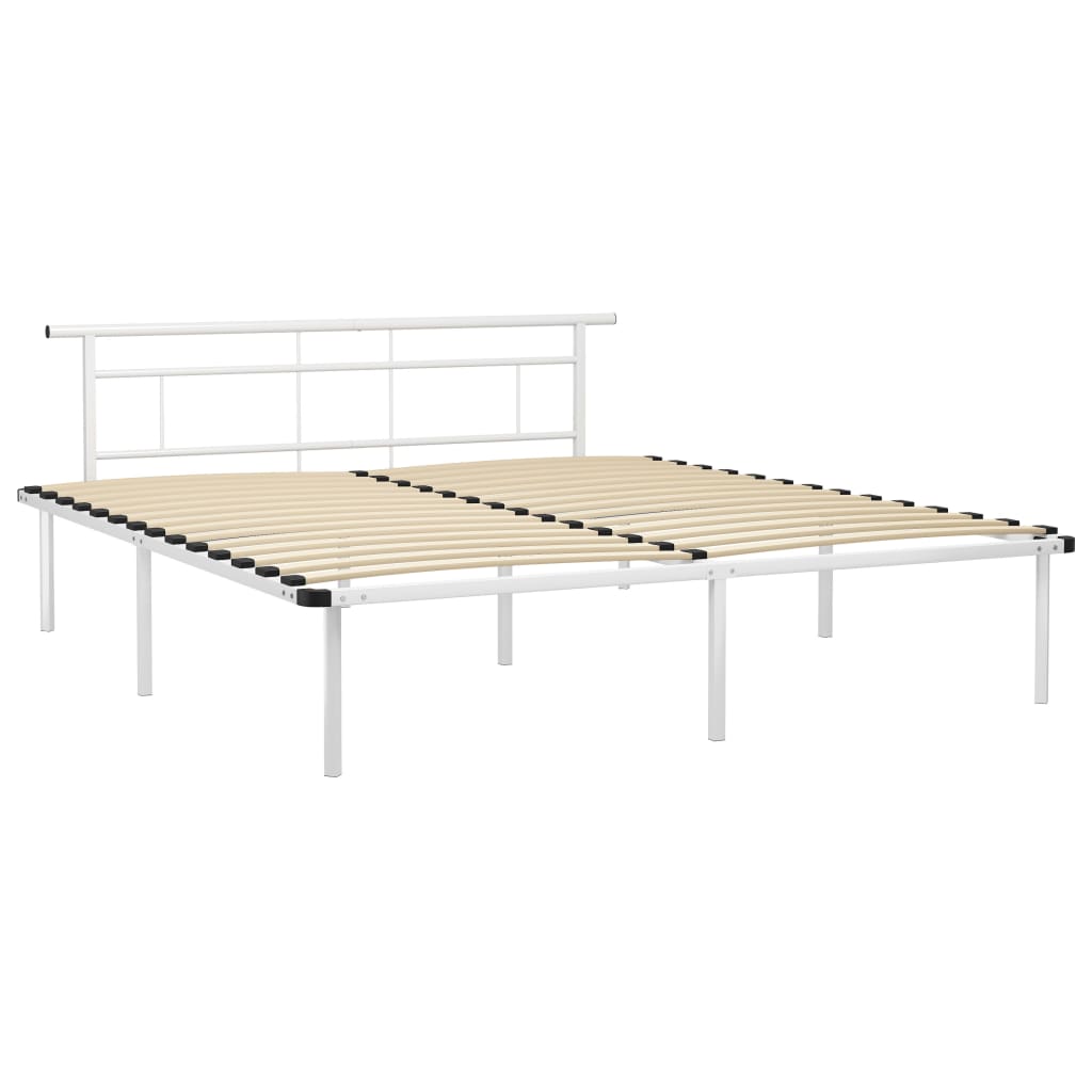 Bed Frame White Metal 180x200 cm- Beds & Bed Frames - HomeShopIreland - Home Shop Ireland - Beds & Bed Frames - Bed Frame White Metal 180x200 cm