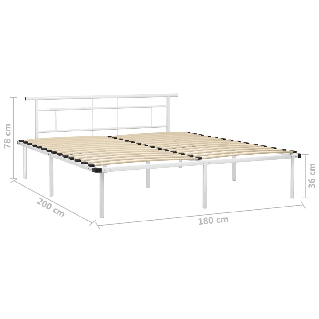 Bed Frame White Metal 180x200 cm- Beds & Bed Frames - HomeShopIreland - Home Shop Ireland - Beds & Bed Frames - Bed Frame White Metal 180x200 cm