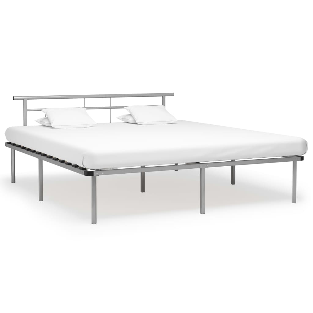 Bed Frame Grey Metal 180x200 cm- Beds & Bed Frames - HomeShopIreland - Home Shop Ireland - Beds & Bed Frames - Bed Frame Grey Metal 180x200 cm