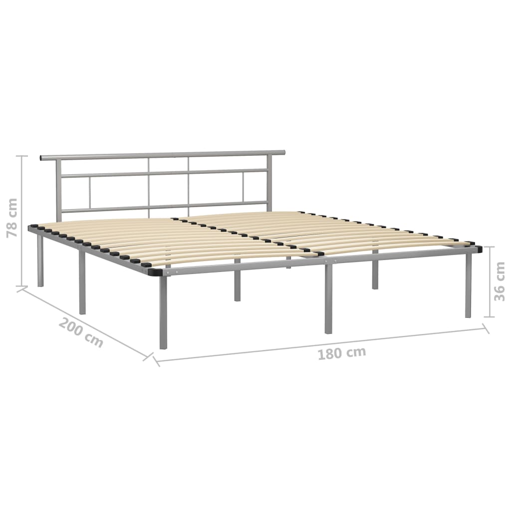 Bed Frame Grey Metal 180x200 cm- Beds & Bed Frames - HomeShopIreland - Home Shop Ireland - Beds & Bed Frames - Bed Frame Grey Metal 180x200 cm