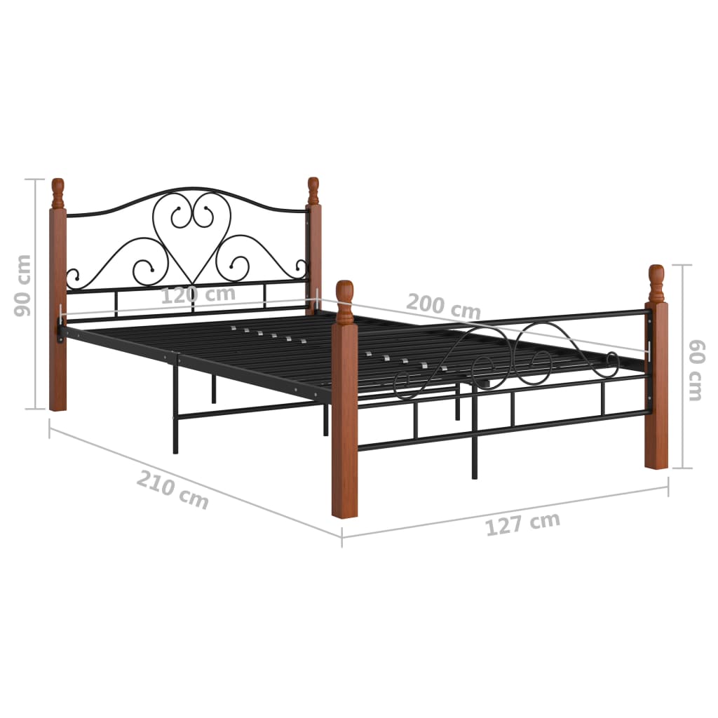 Bed Frame Black Metal 120x200 cm- Beds & Bed Frames - HomeShopIreland - Home Shop Ireland - Beds & Bed Frames - Bed Frame Black Metal 120x200 cm