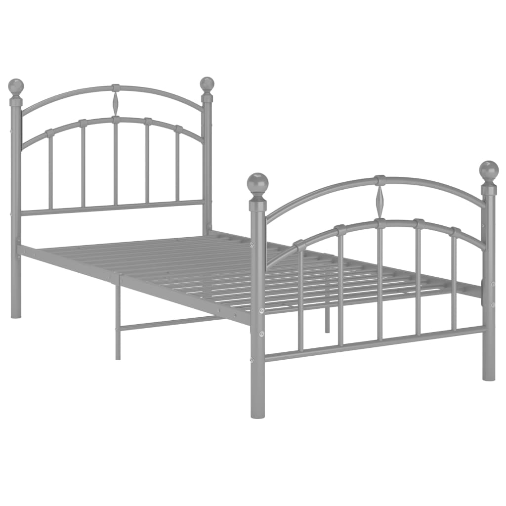 Bed Frame Grey Metal 90x200 cm- Beds & Bed Frames - HomeShopIreland - Home Shop Ireland - Beds & Bed Frames - Bed Frame Grey Metal 90x200 cm