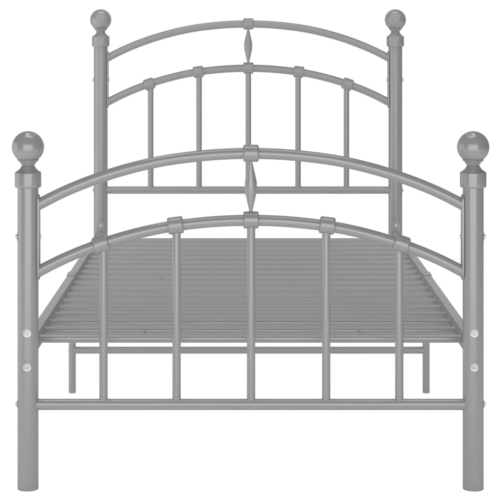 Bed Frame Grey Metal 90x200 cm- Beds & Bed Frames - HomeShopIreland - Home Shop Ireland - Beds & Bed Frames - Bed Frame Grey Metal 90x200 cm