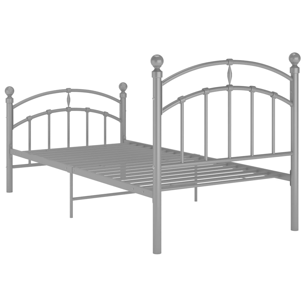 Bed Frame Grey Metal 90x200 cm- Beds & Bed Frames - HomeShopIreland - Home Shop Ireland - Beds & Bed Frames - Bed Frame Grey Metal 90x200 cm