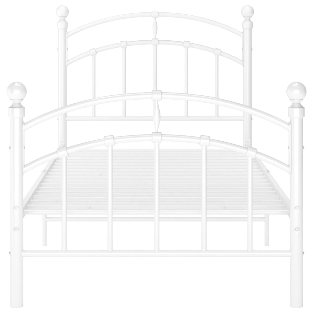 Bed Frame White Metal 100x200 cm- Beds & Bed Frames - HomeShopIreland - Home Shop Ireland - Beds & Bed Frames - Bed Frame White Metal 100x200 cm