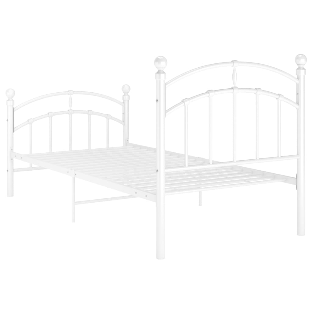 Bed Frame White Metal 100x200 cm- Beds & Bed Frames - HomeShopIreland - Home Shop Ireland - Beds & Bed Frames - Bed Frame White Metal 100x200 cm
