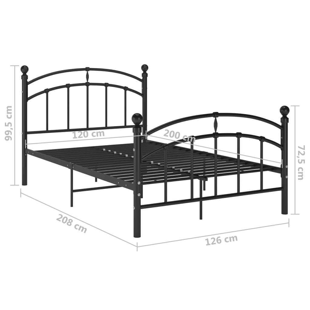 Bed Frame Black Metal 120x200 cm- Beds & Bed Frames - HomeShopIreland - Home Shop Ireland - Beds & Bed Frames - Bed Frame Black Metal 120x200 cm