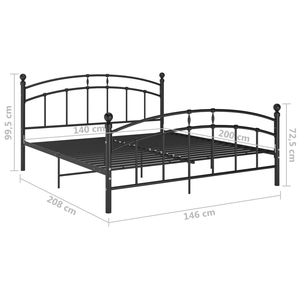 Bed Frame Black Metal 140x200 cm- Beds & Bed Frames - HomeShopIreland - Home Shop Ireland - Beds & Bed Frames - Bed Frame Black Metal 140x200 cm