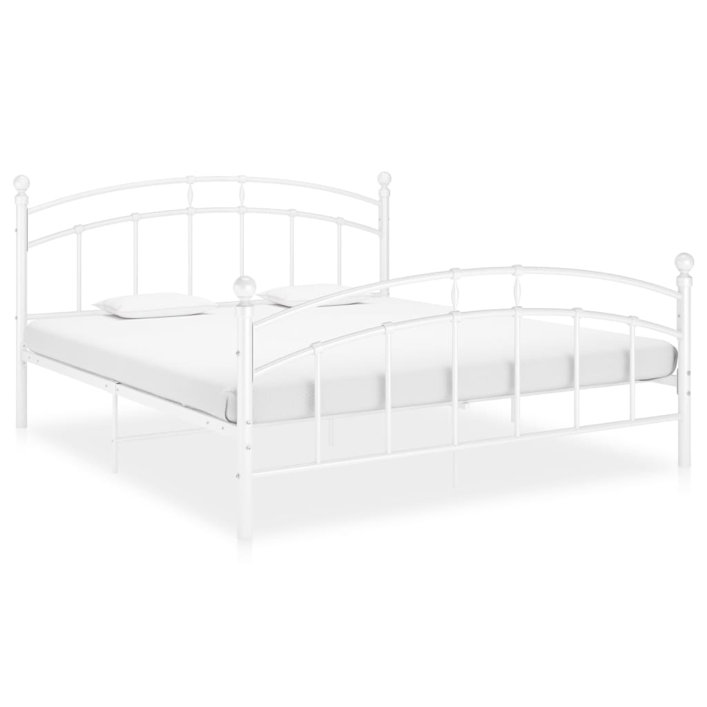 Bed Frame White Metal 140x200 cm- Beds & Bed Frames - HomeShopIreland - Home Shop Ireland - Beds & Bed Frames - Bed Frame White Metal 140x200 cm