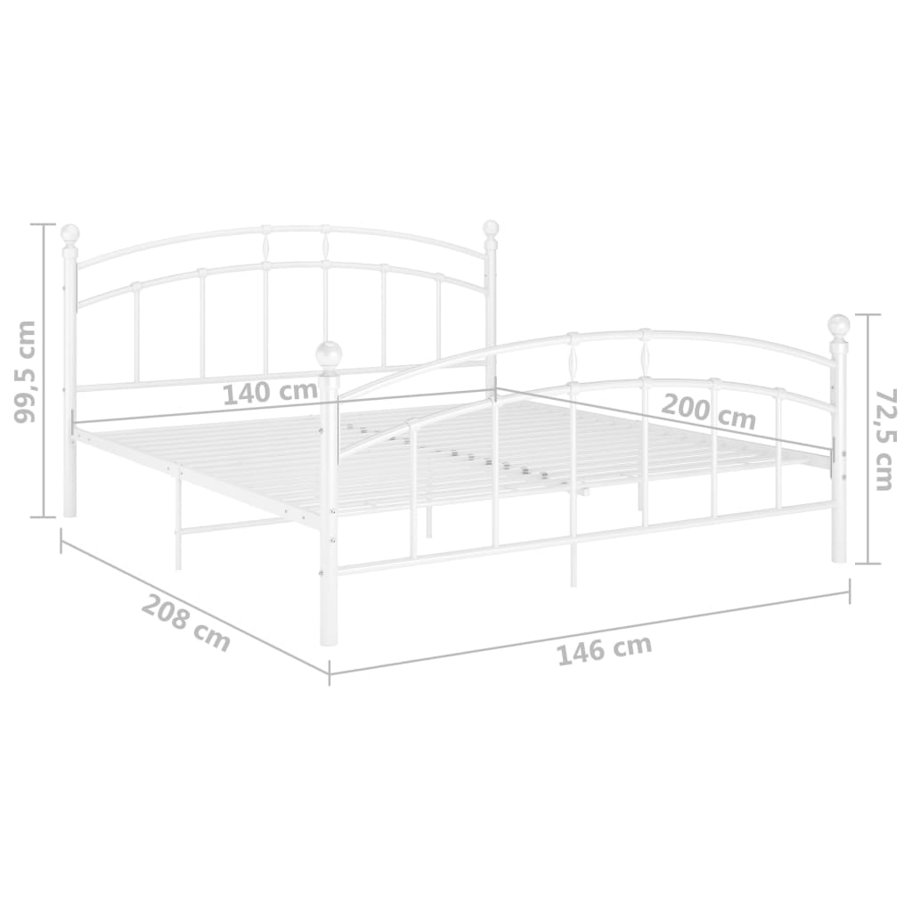 Bed Frame White Metal 140x200 cm- Beds & Bed Frames - HomeShopIreland - Home Shop Ireland - Beds & Bed Frames - Bed Frame White Metal 140x200 cm