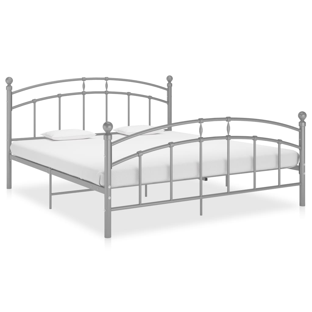 Bed Frame Grey Metal 140x200 cm- Beds & Bed Frames - HomeShopIreland - Home Shop Ireland - Beds & Bed Frames - Bed Frame Grey Metal 140x200 cm