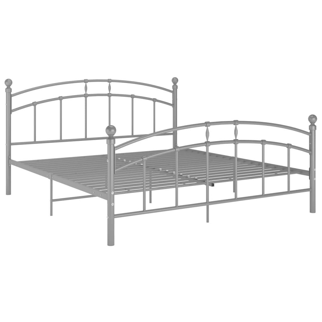 Bed Frame Grey Metal 140x200 cm- Beds & Bed Frames - HomeShopIreland - Home Shop Ireland - Beds & Bed Frames - Bed Frame Grey Metal 140x200 cm