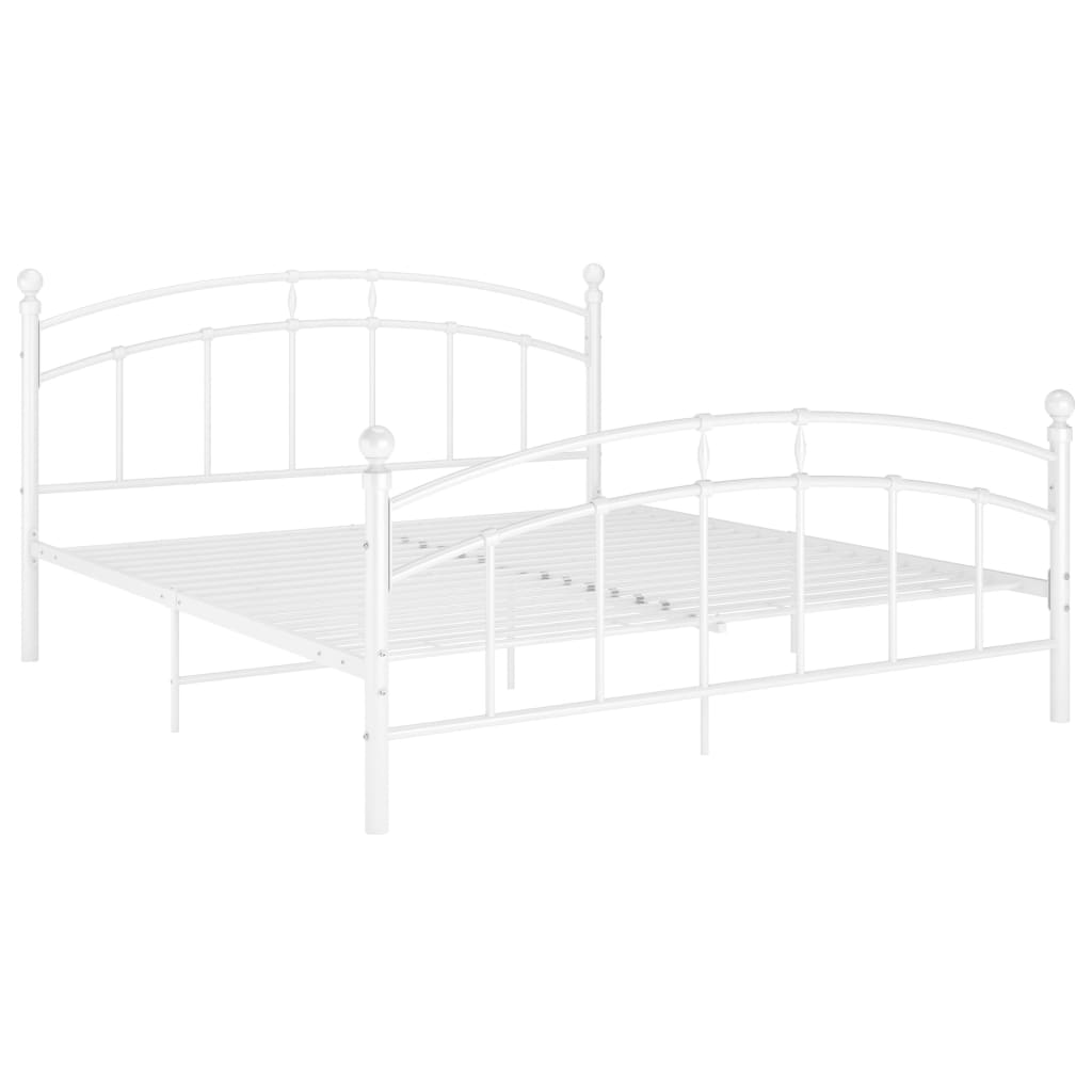 Bed Frame White Metal 180x200 cm- Beds & Bed Frames - HomeShopIreland - Home Shop Ireland - Beds & Bed Frames - Bed Frame White Metal 180x200 cm