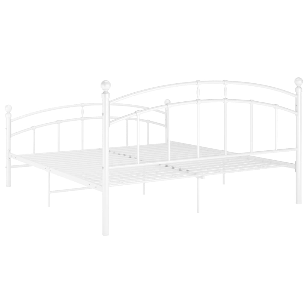 Bed Frame White Metal 180x200 cm- Beds & Bed Frames - HomeShopIreland - Home Shop Ireland - Beds & Bed Frames - Bed Frame White Metal 180x200 cm
