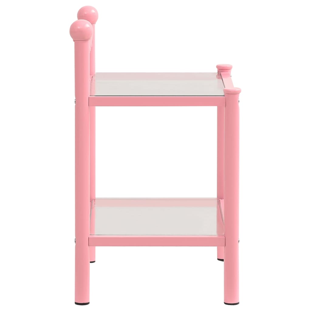 Bedside Cabinets 2 pcs Pink and Transparent Metal and Glass- Bedside Tables - HomeShopIreland - Home Shop Ireland - Bedside Tables - Bedside Cabinets 2 pcs Pink and Transparent Metal and Glass