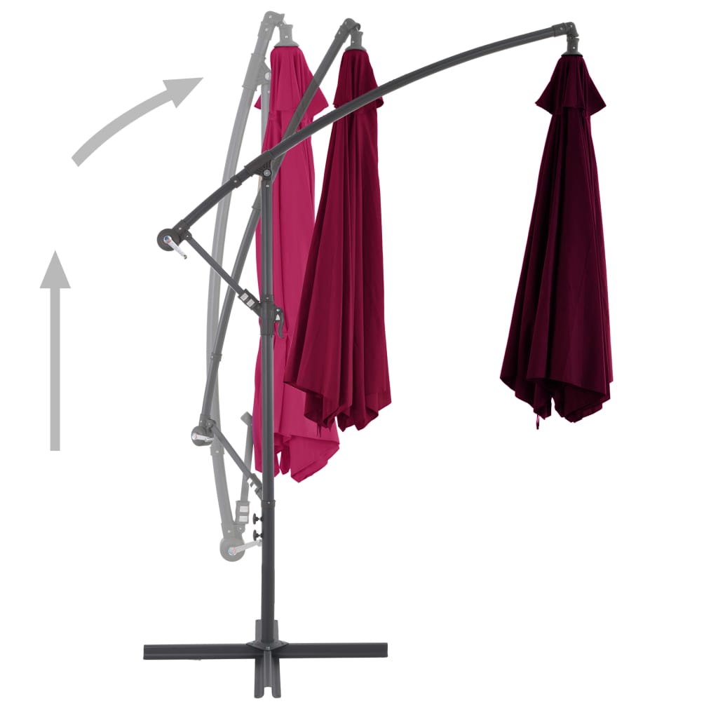 Cantilever Umbrella with Aluminium Pole Bordeaux Red 300 cm- Outdoor Umbrellas & Sunshades - HomeShopIreland - Home Shop Ireland - Outdoor Umbrellas & Sunshades - Cantilever Umbrella with Aluminium Pole Bordeaux Red 300 cm