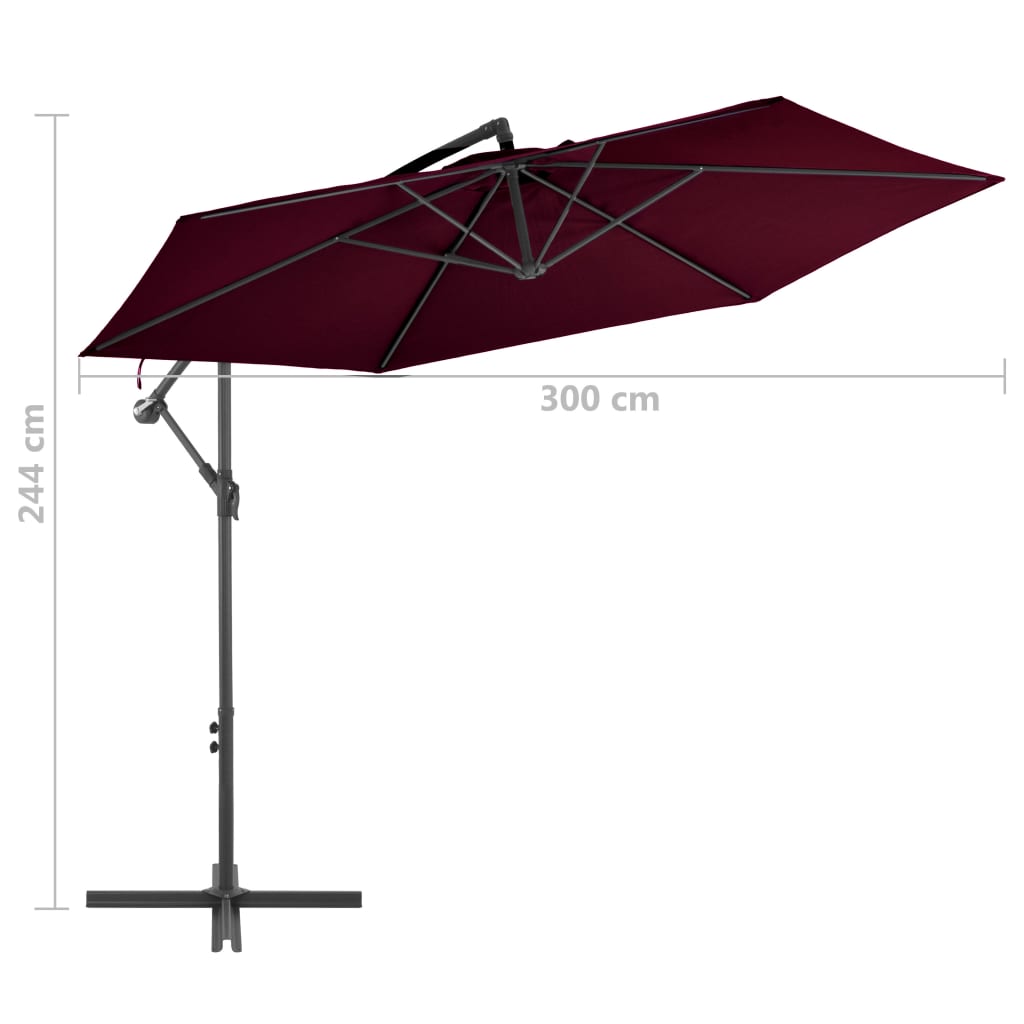 Cantilever Umbrella with Aluminium Pole Bordeaux Red 300 cm- Outdoor Umbrellas & Sunshades - HomeShopIreland - Home Shop Ireland - Outdoor Umbrellas & Sunshades - Cantilever Umbrella with Aluminium Pole Bordeaux Red 300 cm