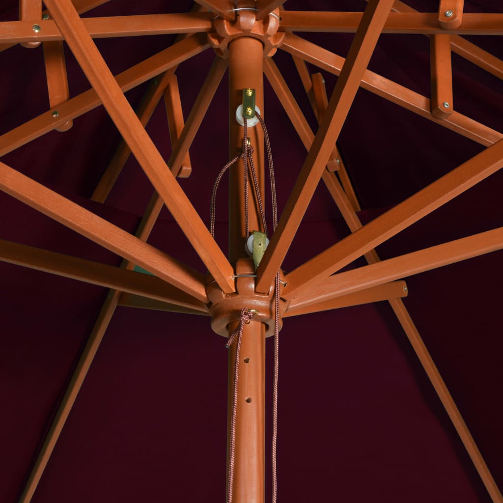 Double Decker Parasol with Wooden Pole Bordeaux Red 270 cm- Outdoor Umbrellas & Sunshades - HomeShopIreland - Home Shop Ireland - Outdoor Umbrellas & Sunshades - Double Decker Parasol with Wooden Pole Bordeaux Red 270 cm