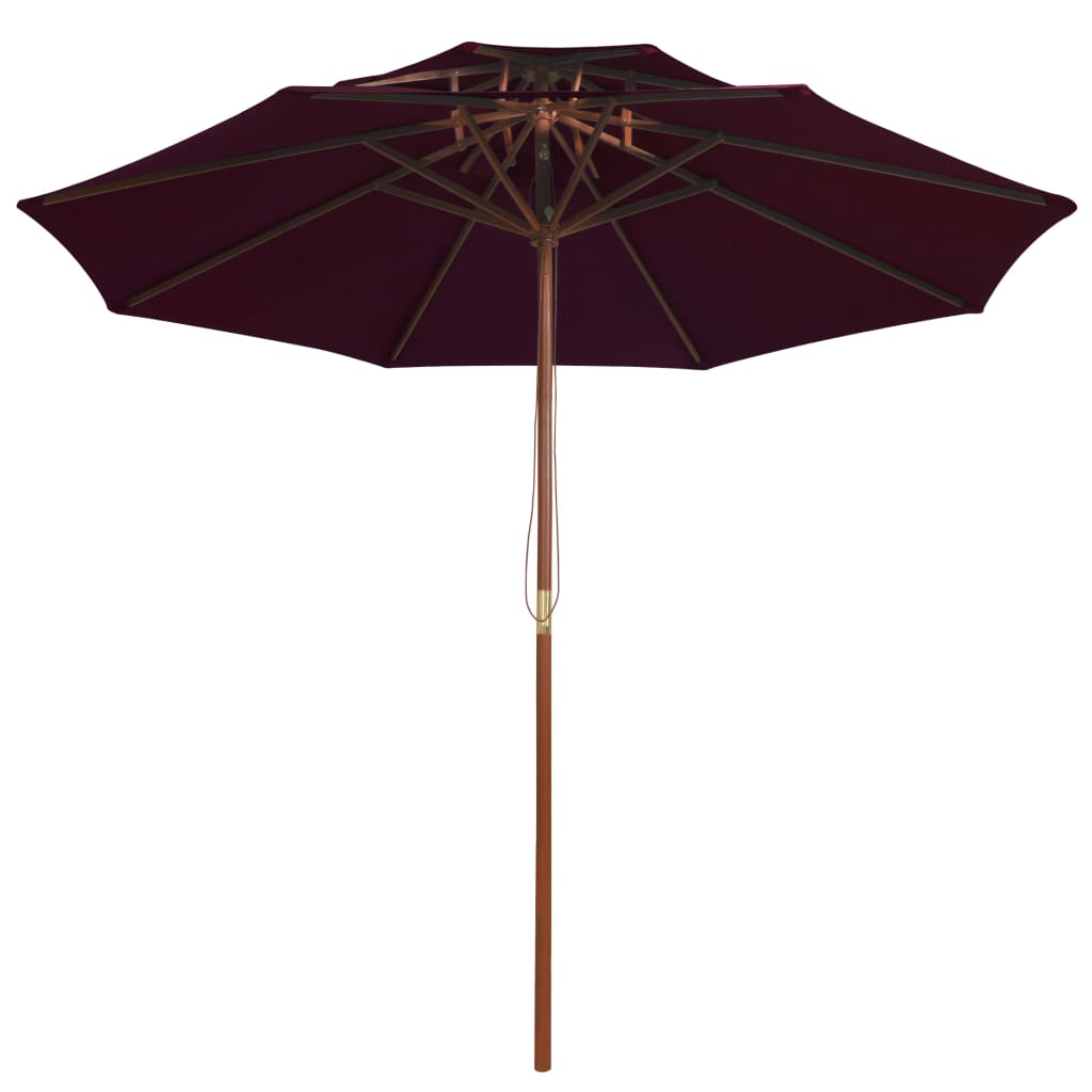 Double Decker Parasol with Wooden Pole Bordeaux Red 270 cm- Outdoor Umbrellas & Sunshades - HomeShopIreland - Home Shop Ireland - Outdoor Umbrellas & Sunshades - Double Decker Parasol with Wooden Pole Bordeaux Red 270 cm