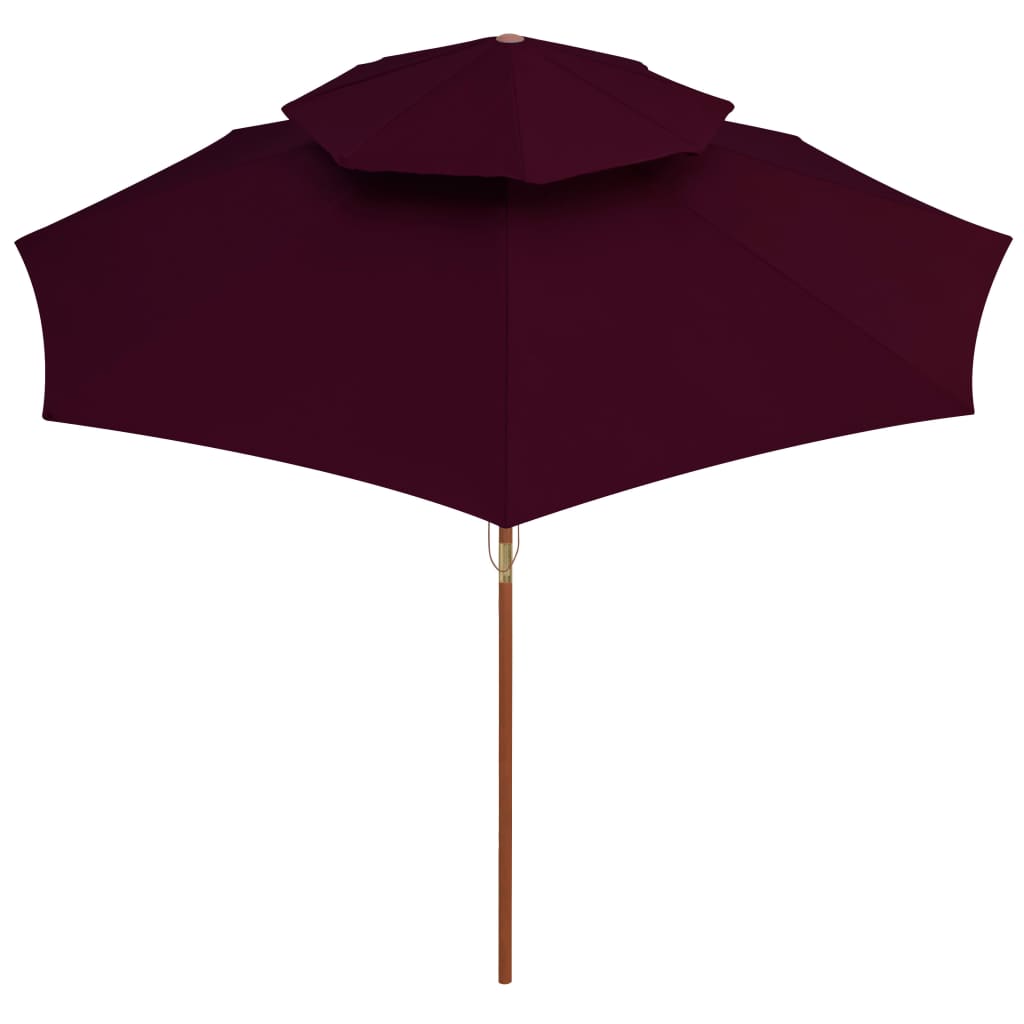 Double Decker Parasol with Wooden Pole Bordeaux Red 270 cm- Outdoor Umbrellas & Sunshades - HomeShopIreland - Home Shop Ireland - Outdoor Umbrellas & Sunshades - Double Decker Parasol with Wooden Pole Bordeaux Red 270 cm
