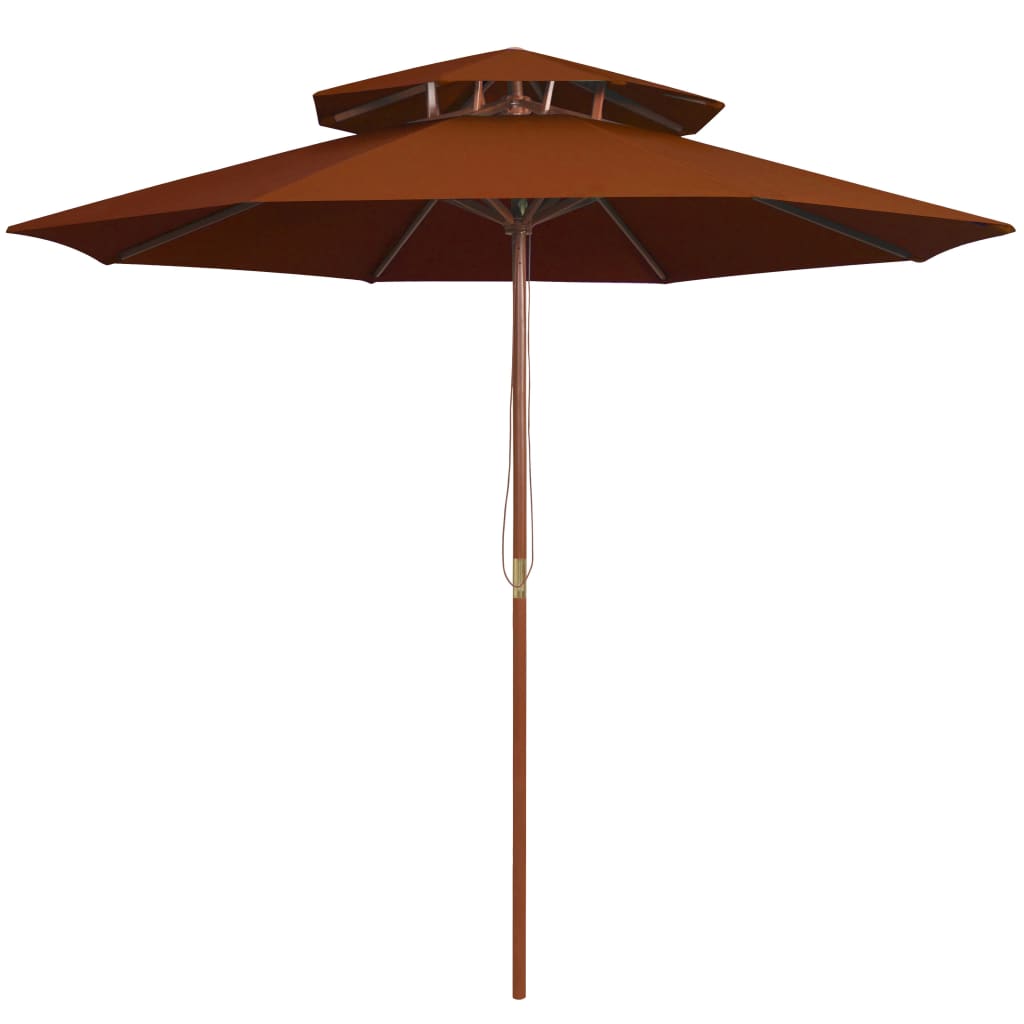 Double Decker Parasol with Wooden Pole Terracotta 270 cm- Outdoor Umbrellas & Sunshades - HomeShopIreland - Home Shop Ireland - Outdoor Umbrellas & Sunshades - Double Decker Parasol with Wooden Pole Terracotta 270 cm