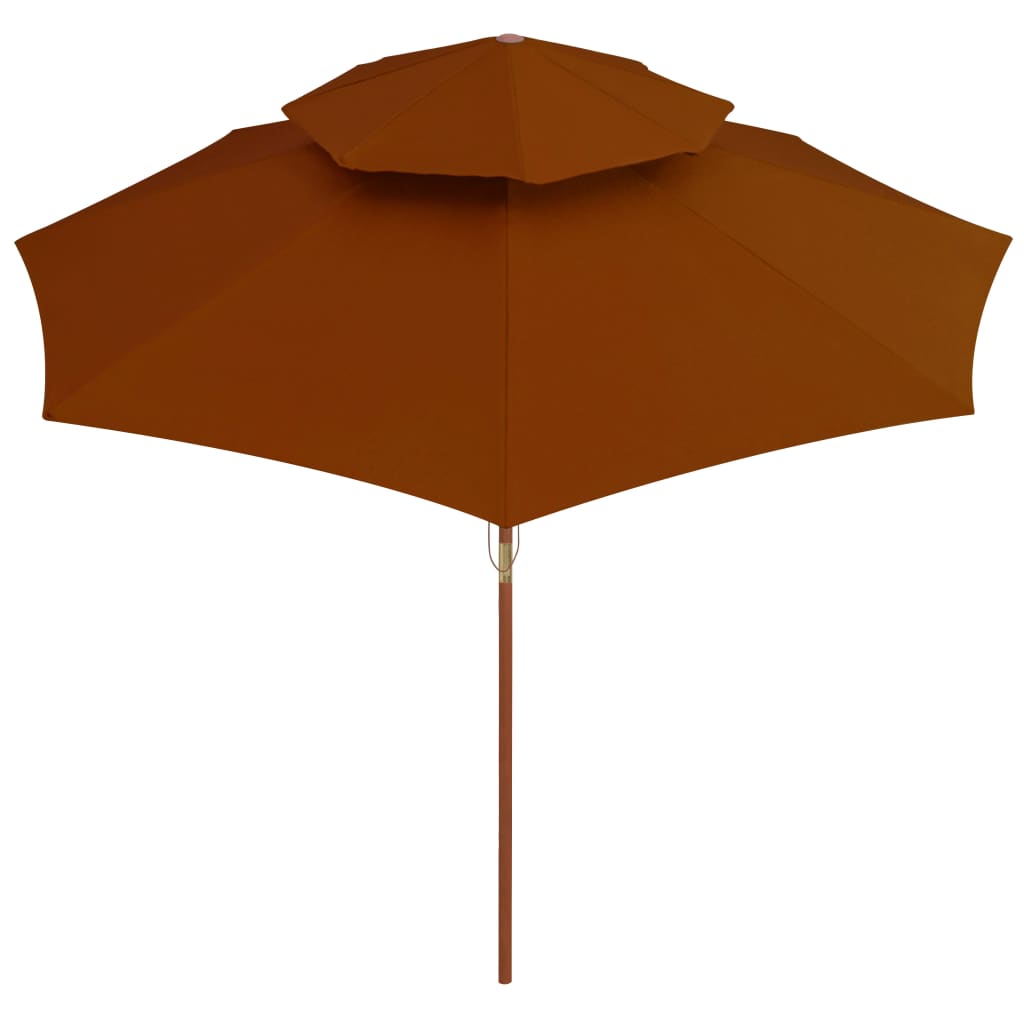 Double Decker Parasol with Wooden Pole Terracotta 270 cm- Outdoor Umbrellas & Sunshades - HomeShopIreland - Home Shop Ireland - Outdoor Umbrellas & Sunshades - Double Decker Parasol with Wooden Pole Terracotta 270 cm