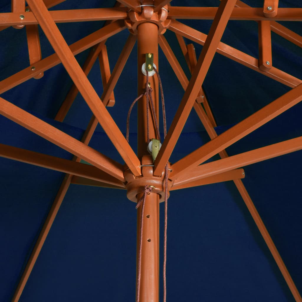 Double Decker Parasol with Wooden Pole Blue 270 cm- Outdoor Umbrellas & Sunshades - HomeShopIreland - Home Shop Ireland - Outdoor Umbrellas & Sunshades - Double Decker Parasol with Wooden Pole Blue 270 cm