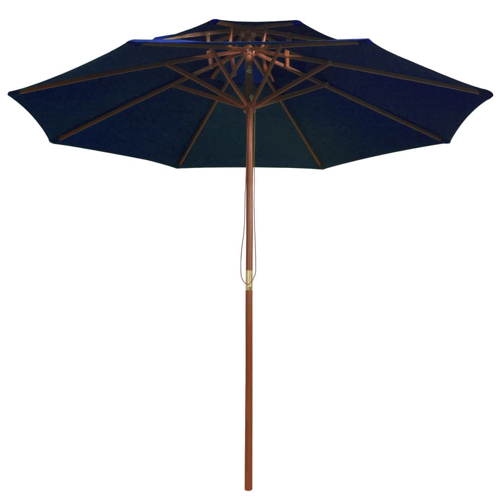 Double Decker Parasol with Wooden Pole Blue 270 cm- Outdoor Umbrellas & Sunshades - HomeShopIreland - Home Shop Ireland - Outdoor Umbrellas & Sunshades - Double Decker Parasol with Wooden Pole Blue 270 cm