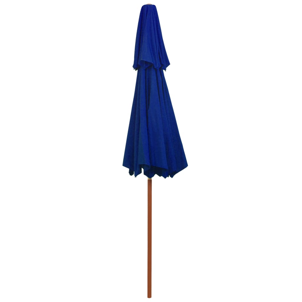 Double Decker Parasol with Wooden Pole Blue 270 cm- Outdoor Umbrellas & Sunshades - HomeShopIreland - Home Shop Ireland - Outdoor Umbrellas & Sunshades - Double Decker Parasol with Wooden Pole Blue 270 cm