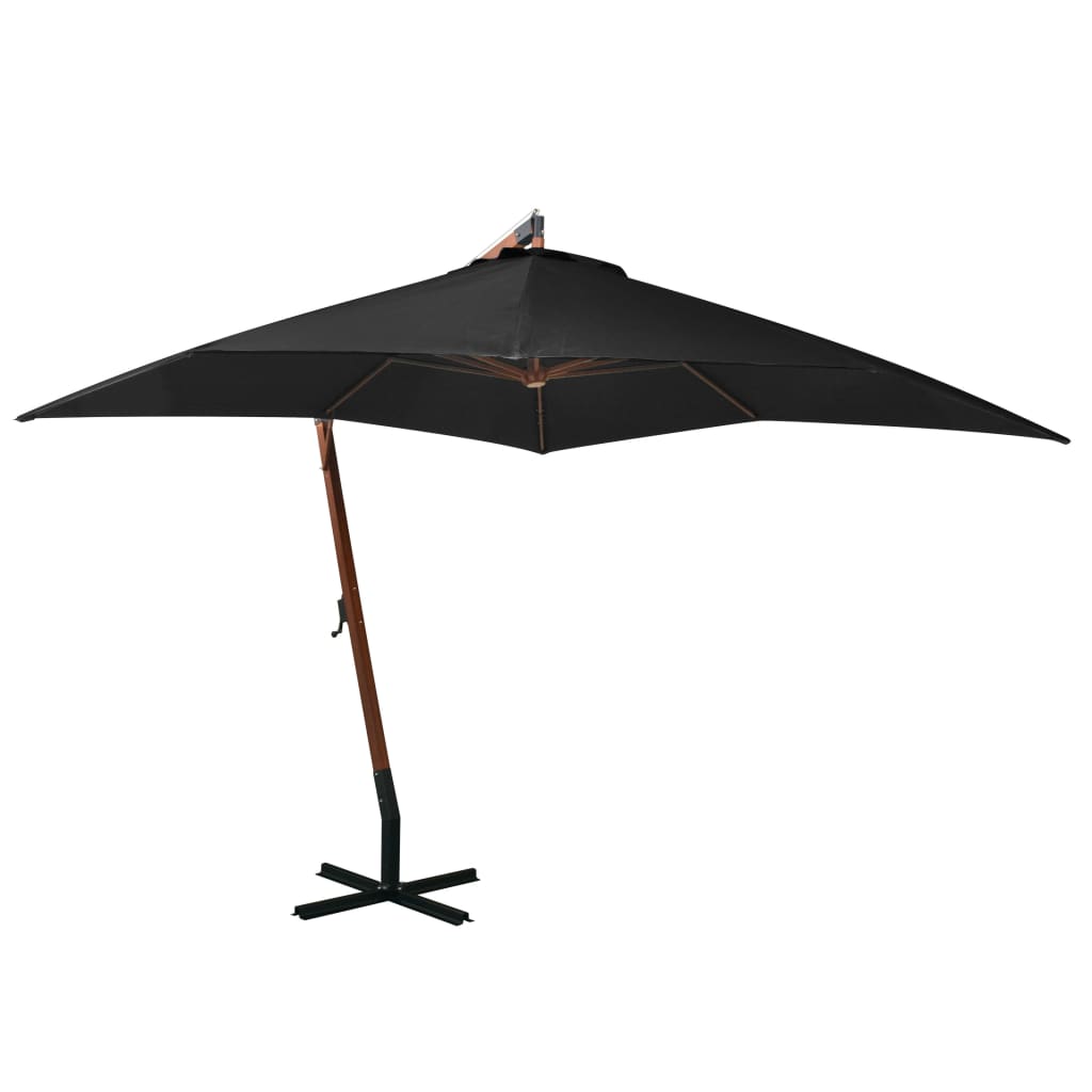 Hanging Parasol with Pole Black 3x3 m Solid Fir Wood- Outdoor Umbrellas & Sunshades - HomeShopIreland - Home Shop Ireland - Outdoor Umbrellas & Sunshades - Hanging Parasol with Pole Black 3x3 m Solid Fir Wood