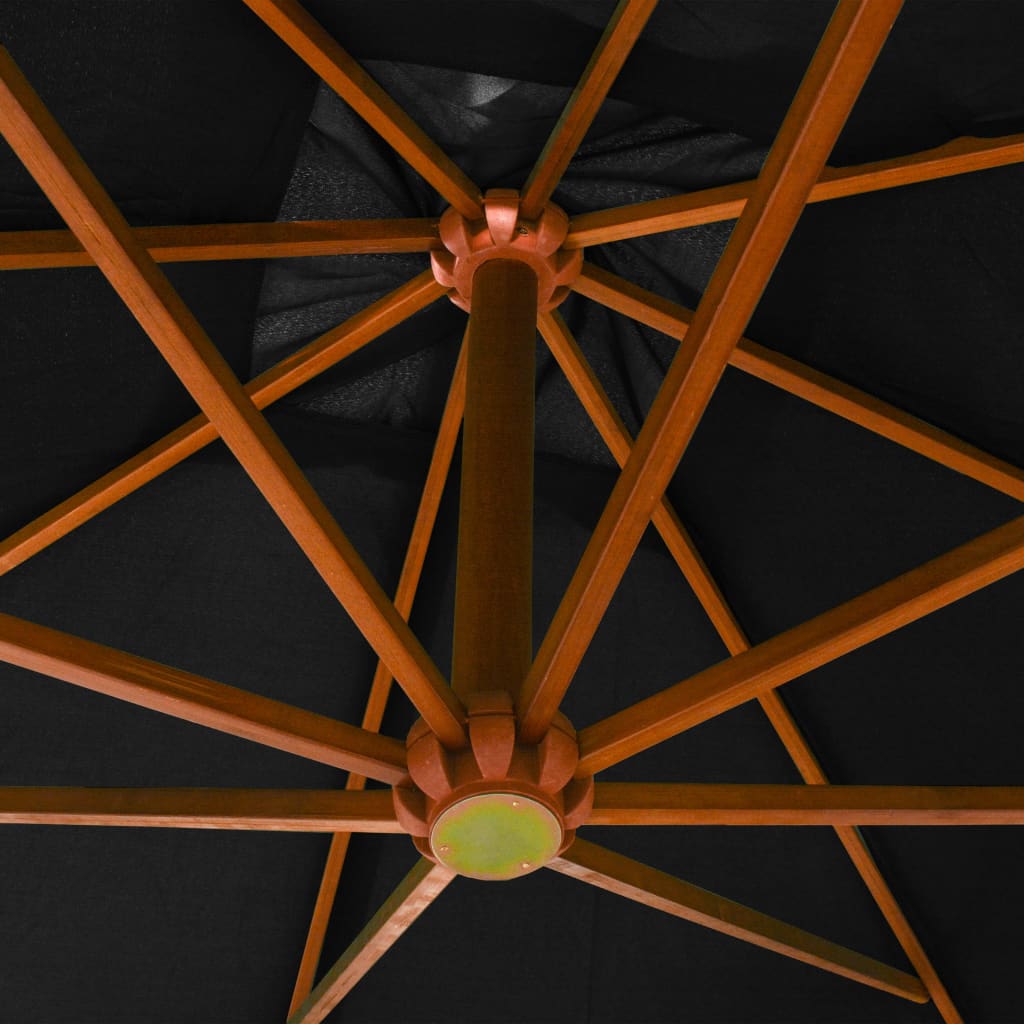 Hanging Parasol with Pole Black 3x3 m Solid Fir Wood- Outdoor Umbrellas & Sunshades - HomeShopIreland - Home Shop Ireland - Outdoor Umbrellas & Sunshades - Hanging Parasol with Pole Black 3x3 m Solid Fir Wood