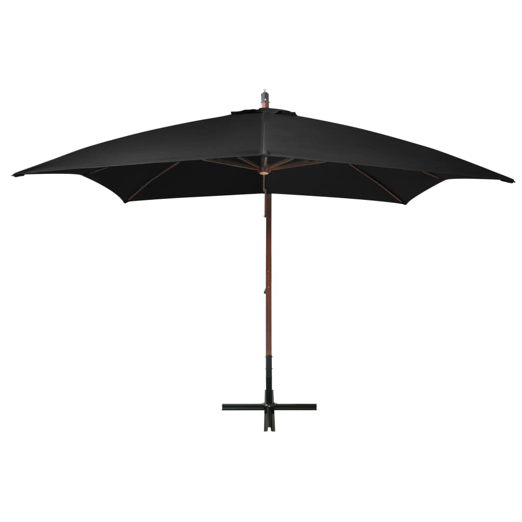 Hanging Parasol with Pole Black 3x3 m Solid Fir Wood- Outdoor Umbrellas & Sunshades - HomeShopIreland - Home Shop Ireland - Outdoor Umbrellas & Sunshades - Hanging Parasol with Pole Black 3x3 m Solid Fir Wood