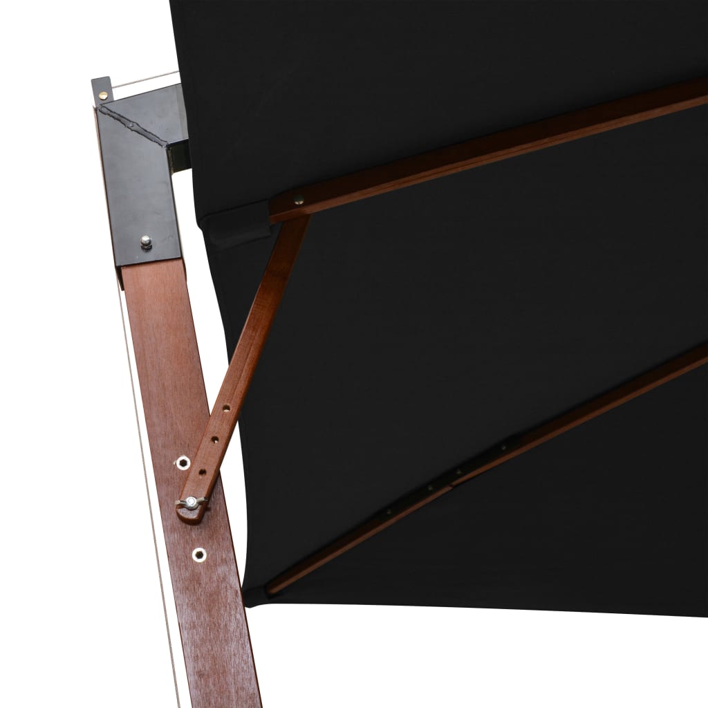 Hanging Parasol with Pole Black 3x3 m Solid Fir Wood- Outdoor Umbrellas & Sunshades - HomeShopIreland - Home Shop Ireland - Outdoor Umbrellas & Sunshades - Hanging Parasol with Pole Black 3x3 m Solid Fir Wood