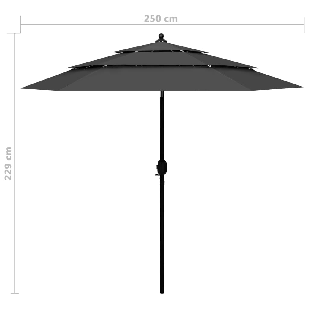 3-Tier Parasol with Aluminium Pole Anthracite 2.5 m- Outdoor Umbrellas & Sunshades - HomeShopIreland - Home Shop Ireland - Outdoor Umbrellas & Sunshades - 3-Tier Parasol with Aluminium Pole Anthracite 2.5 m
