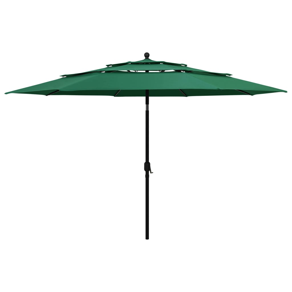 3-Tier Parasol with Aluminium Pole Green 3.5 m- Outdoor Umbrellas & Sunshades - HomeShopIreland - Home Shop Ireland - Outdoor Umbrellas & Sunshades - 3-Tier Parasol with Aluminium Pole Green 3.5 m