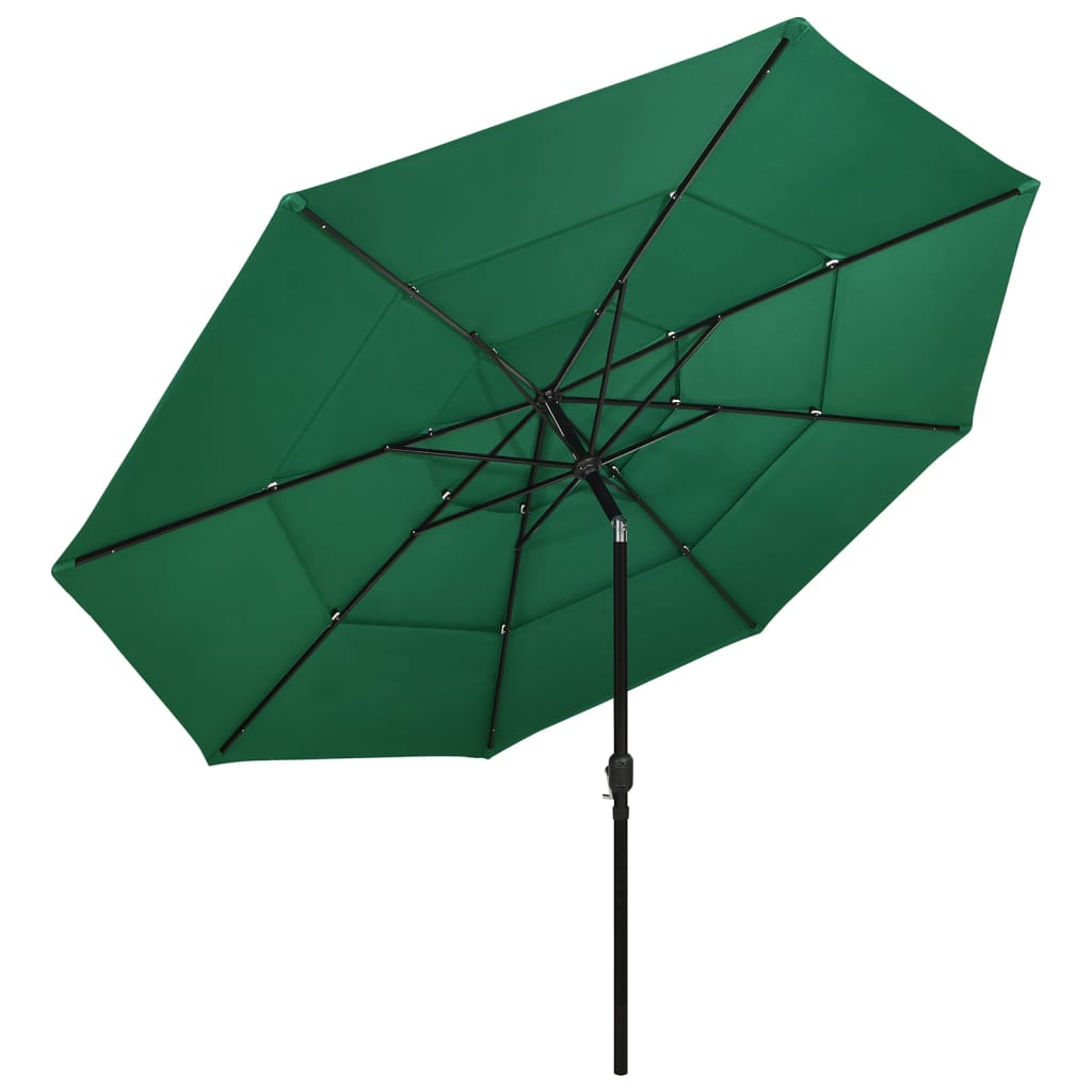 3-Tier Parasol with Aluminium Pole Green 3.5 m- Outdoor Umbrellas & Sunshades - HomeShopIreland - Home Shop Ireland - Outdoor Umbrellas & Sunshades - 3-Tier Parasol with Aluminium Pole Green 3.5 m