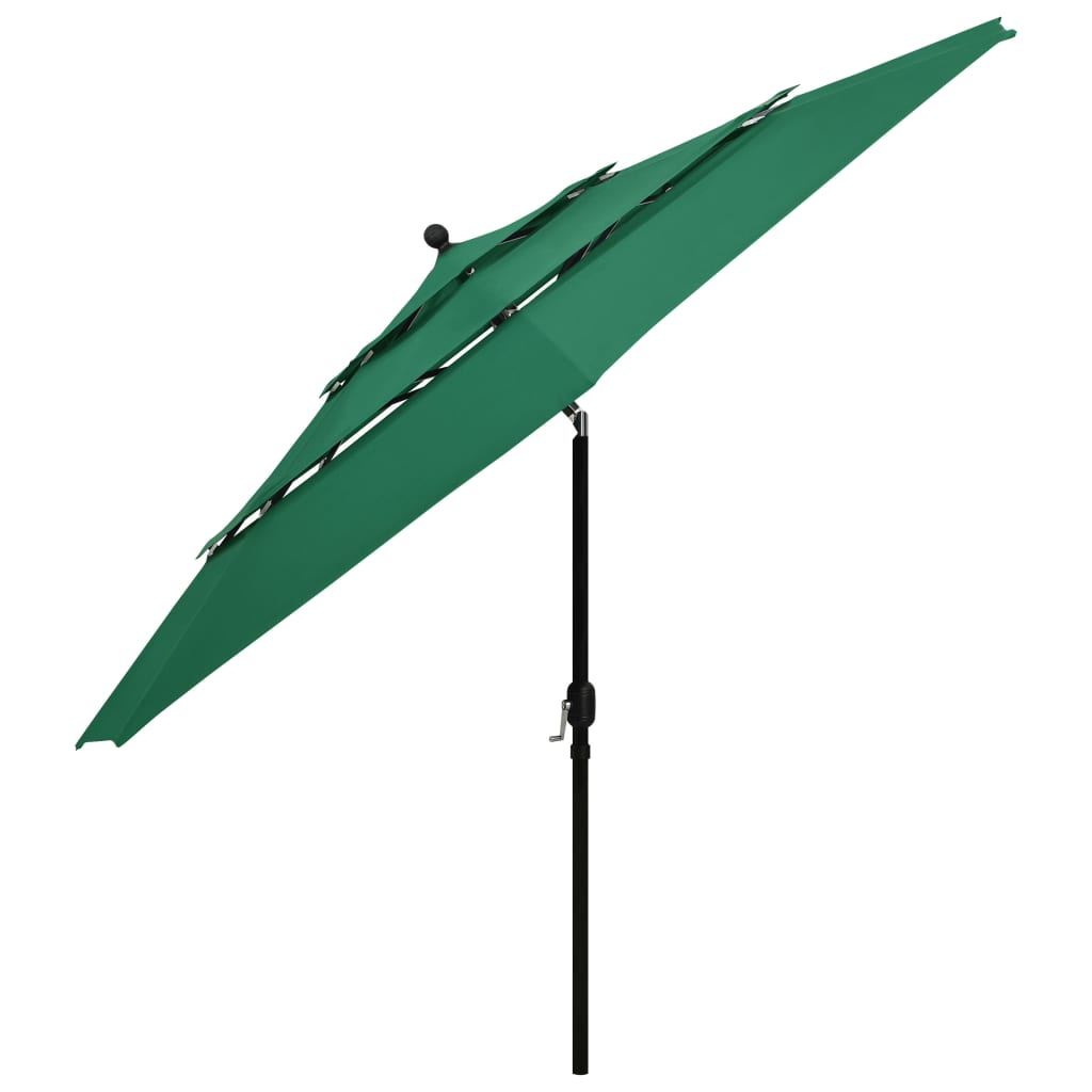 3-Tier Parasol with Aluminium Pole Green 3.5 m- Outdoor Umbrellas & Sunshades - HomeShopIreland - Home Shop Ireland - Outdoor Umbrellas & Sunshades - 3-Tier Parasol with Aluminium Pole Green 3.5 m