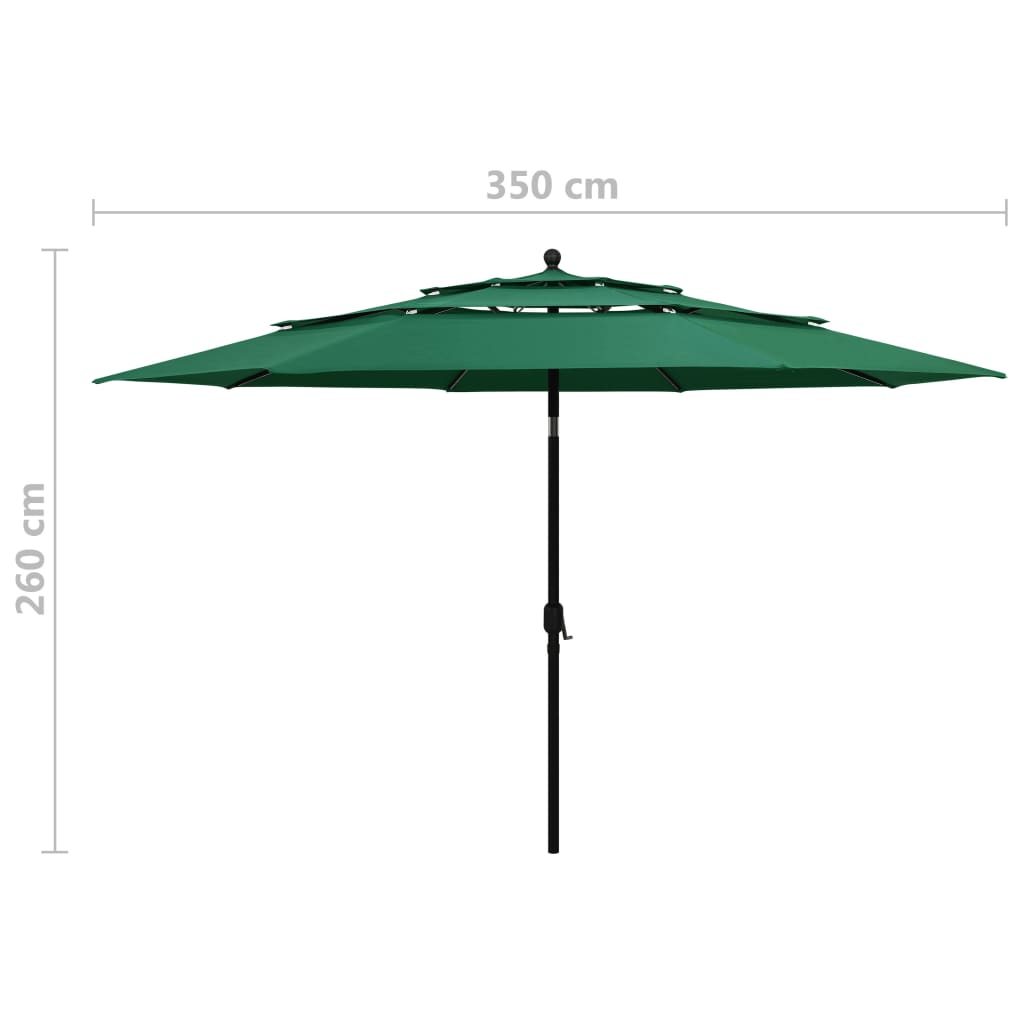 3-Tier Parasol with Aluminium Pole Green 3.5 m- Outdoor Umbrellas & Sunshades - HomeShopIreland - Home Shop Ireland - Outdoor Umbrellas & Sunshades - 3-Tier Parasol with Aluminium Pole Green 3.5 m