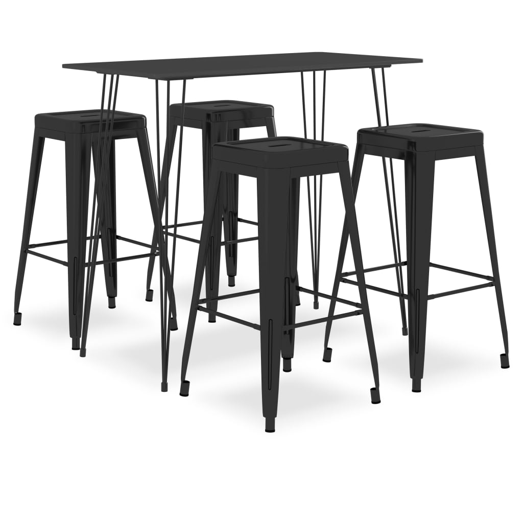 5 Piece Bar Set Black- Kitchen & Dining Furniture Sets - HomeShopIreland - Home Shop Ireland - Kitchen & Dining Furniture Sets - 5 Piece Bar Set Black