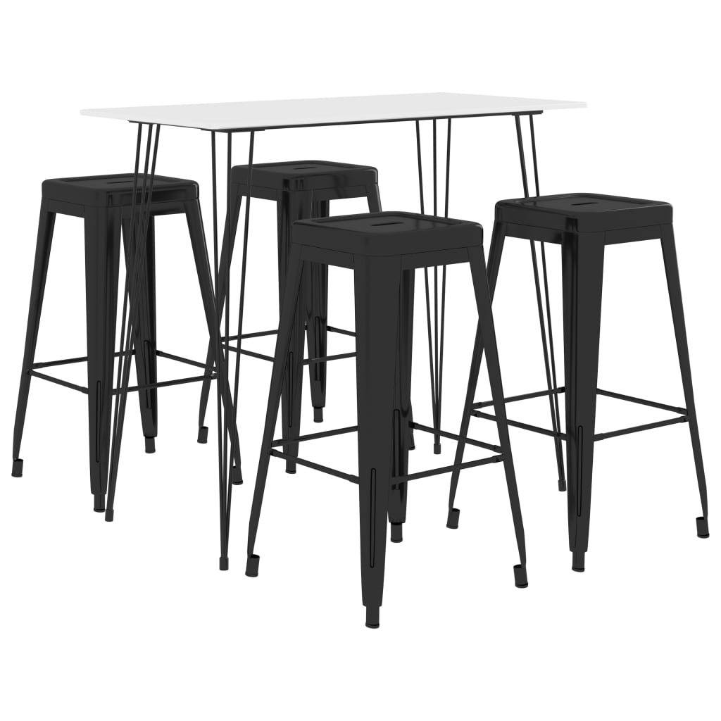 5 Piece Bar Set White and Black- Kitchen & Dining Furniture Sets - HomeShopIreland - Home Shop Ireland - Kitchen & Dining Furniture Sets - 5 Piece Bar Set White and Black