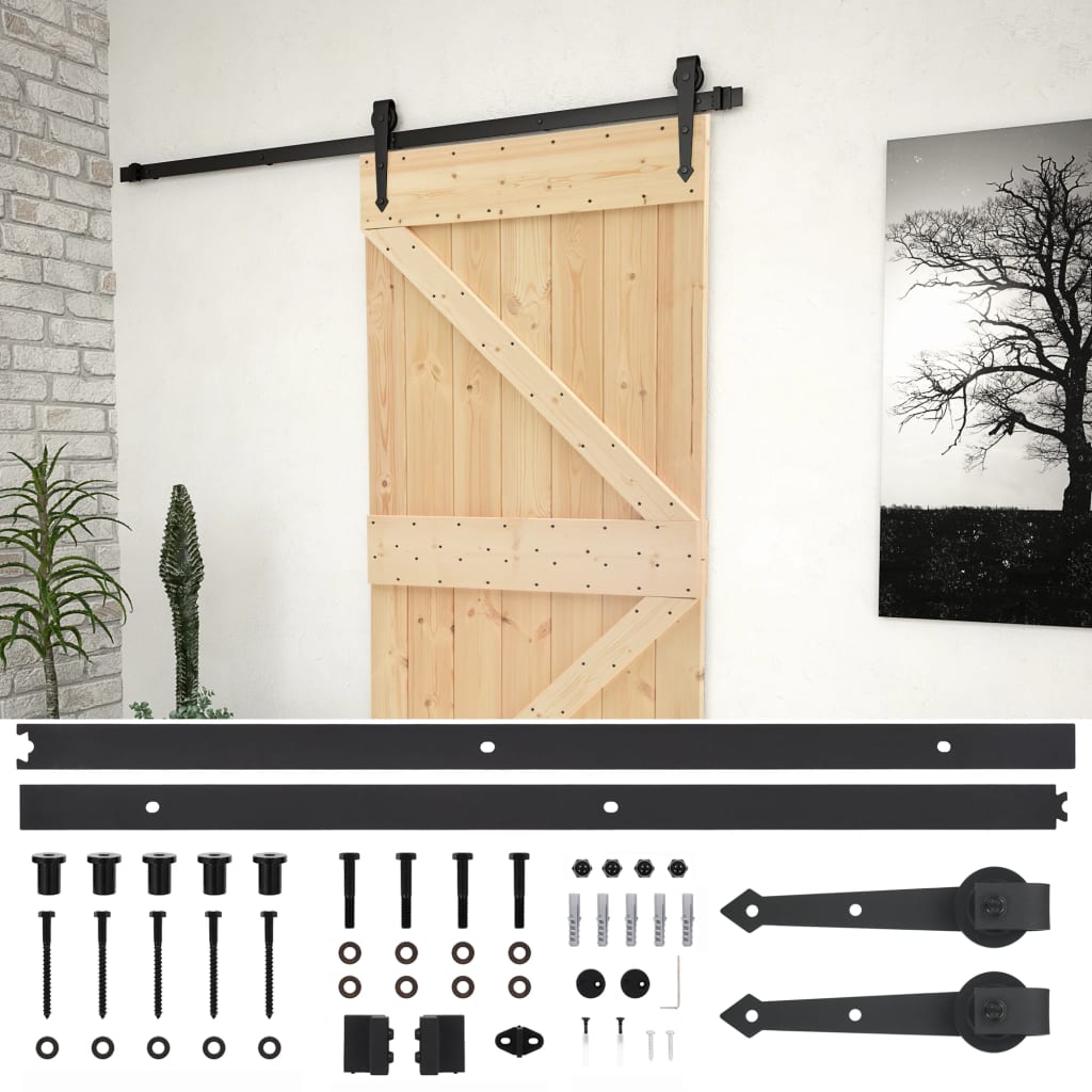 Sliding Door with Hardware Set 100x210 cm Solid Pine Wood- Doors - HomeShopIreland - Home Shop Ireland - Doors - Sliding Door with Hardware Set 100x210 cm Solid Pine Wood