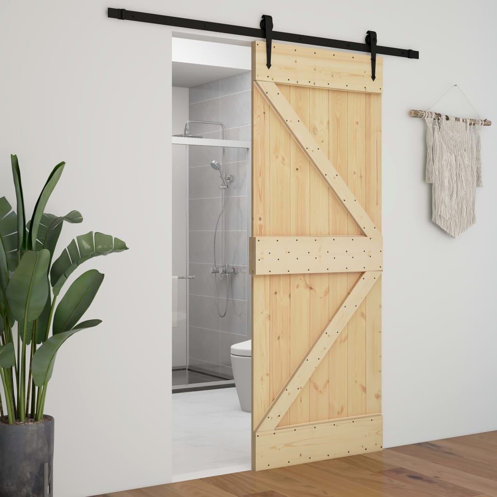 Sliding Door with Hardware Set 100x210 cm Solid Pine Wood- Doors - HomeShopIreland - Home Shop Ireland - Doors - Sliding Door with Hardware Set 100x210 cm Solid Pine Wood