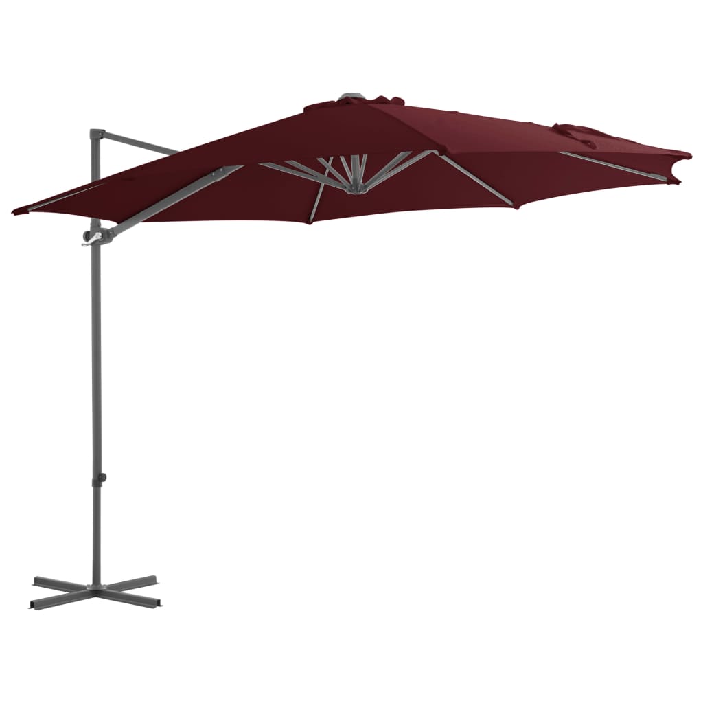 Cantilever Umbrella with Steel Pole Bordeaux Red 300 cm- Outdoor Umbrellas & Sunshades - HomeShopIreland - Home Shop Ireland - Outdoor Umbrellas & Sunshades - Cantilever Umbrella with Steel Pole Bordeaux Red 300 cm