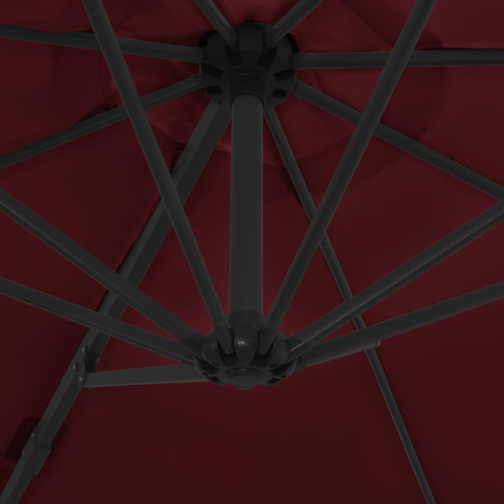 Cantilever Umbrella with Steel Pole Bordeaux Red 300 cm- Outdoor Umbrellas & Sunshades - HomeShopIreland - Home Shop Ireland - Outdoor Umbrellas & Sunshades - Cantilever Umbrella with Steel Pole Bordeaux Red 300 cm