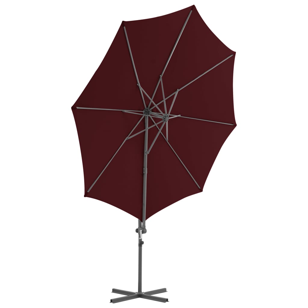 Cantilever Umbrella with Steel Pole Bordeaux Red 300 cm- Outdoor Umbrellas & Sunshades - HomeShopIreland - Home Shop Ireland - Outdoor Umbrellas & Sunshades - Cantilever Umbrella with Steel Pole Bordeaux Red 300 cm