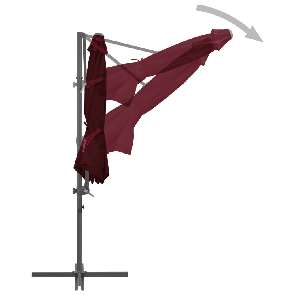 Cantilever Umbrella with Steel Pole Bordeaux Red 300 cm- Outdoor Umbrellas & Sunshades - HomeShopIreland - Home Shop Ireland - Outdoor Umbrellas & Sunshades - Cantilever Umbrella with Steel Pole Bordeaux Red 300 cm