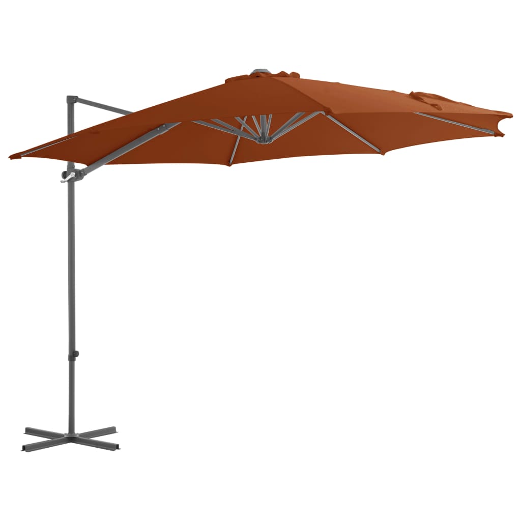 Cantilever Umbrella with Steel Pole Terracotta 300 cm- Outdoor Umbrellas & Sunshades - HomeShopIreland - Home Shop Ireland - Outdoor Umbrellas & Sunshades - Cantilever Umbrella with Steel Pole Terracotta 300 cm