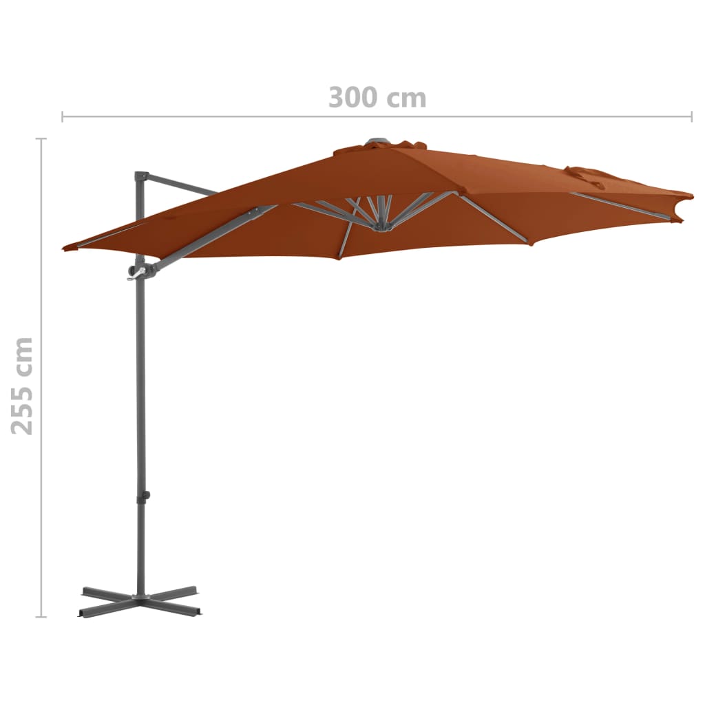Cantilever Umbrella with Steel Pole Terracotta 300 cm- Outdoor Umbrellas & Sunshades - HomeShopIreland - Home Shop Ireland - Outdoor Umbrellas & Sunshades - Cantilever Umbrella with Steel Pole Terracotta 300 cm