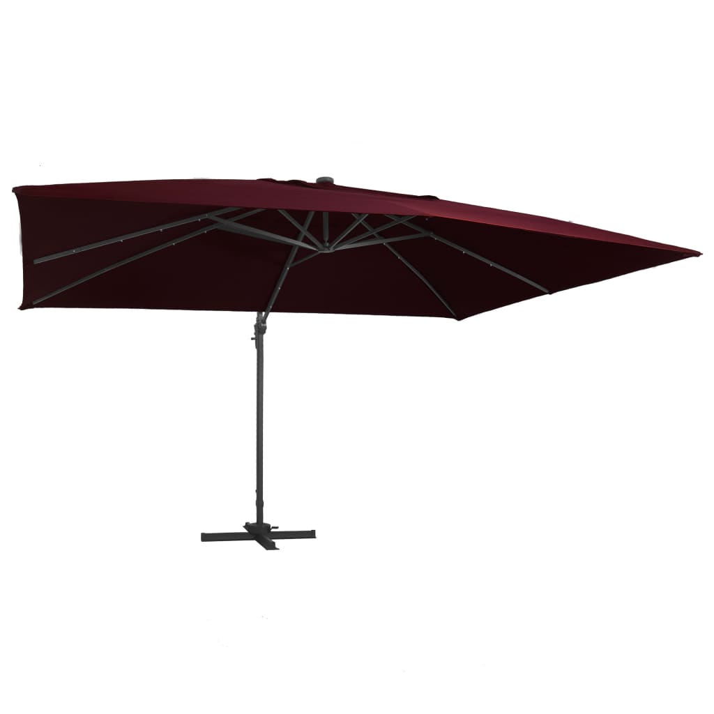 Cantilever Umbrella with LED Lights Bordeaux Red 400x300 cm- Outdoor Umbrellas & Sunshades - HomeShopIreland - Home Shop Ireland - Outdoor Umbrellas & Sunshades - Cantilever Umbrella with LED Lights Bordeaux Red 400x300 cm